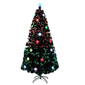 UISEBRT LED Künstliche Weihnachtsbäume 180CM Glasfaser Weihnachtsbaum mit Schneeflocken Beleuchtung