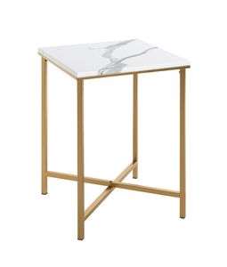 HAKU Möbel Beistelltisch, gold, marmoroptik - Maße: B 39 cm x H 55 cm x T 39 cm; 52236