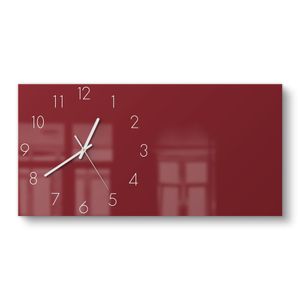 DEQORI Glasuhr 60x30 cm Zahlen 'Dunkelrot' Wanduhr Glas Uhr Design leise Küchenuhr