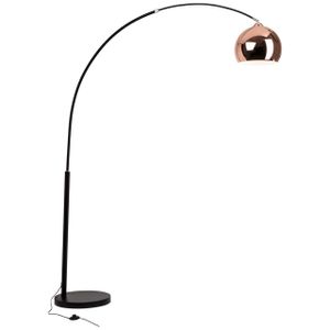 BRILLIANT Lampe Nereide Bogenstandleuchte 2,0m schwarz/kupfer | 1x A60, E27, 60W, geeignet für Normallampen (nicht enthalten) | Mit Fußschalter