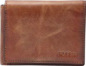 FOSSIL Leder Geldbörse Derrick Execufold Brown braun