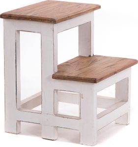 TRITTLEITER "STEP" | 46x37 cm (HxB), Altholz | Tritthocker | Farbe: 06 weiß-landhaus