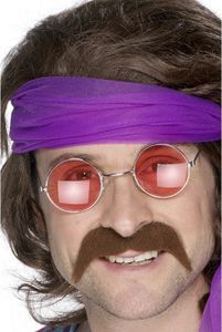 Brauner Bart 70er Jahre Hippiebart Hippie Flower Power Schnurrbart