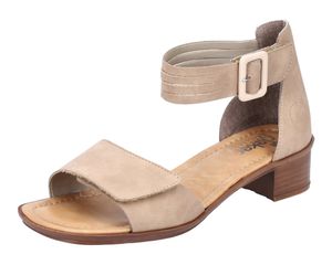 Rieker Damen Sandale Karree geschlossene Ferse Sandalette 62684, Größe:41 EU, Farbe:Beige