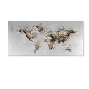 Gilde Ölbild Weltkarte braun/grau/weiß 150x70cm (BxHxT) 70 x 150 x cm