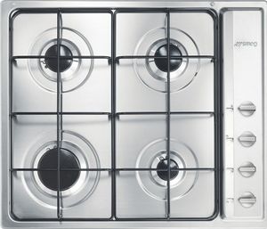 Smeg S64S Einbau-Gaskochfeld aus Edelstahl, 4 Brenner