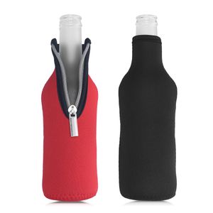 kwmobile 2x 330ml Flasche Flaschenkühler - für Bier und andere Getränke - aus isoliertem Neopren - Kühler in Schwarz Rot