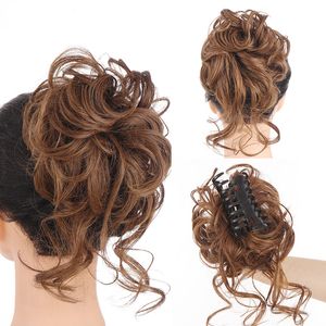 25cm Damen Haarteil mit Haarnadel, Big Dutt Lockiges flauschiges Haarteil Haarverlängerung Messy Dutt Perücken Pferdeschwanz (JF9)