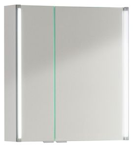 FACKELMANN LED Spiegelschrank / ideal zum verstauen von Badutensilien / Maße (B x H x T): ca. 61 x 67 x 16,5 cm / Schrank mit Spiegel & LED-Beleuchtung fürs Badezimmer / 2 Türen / Korpus: Weiß