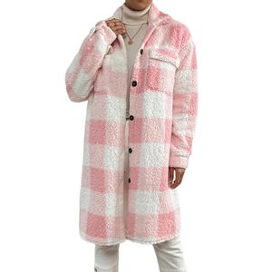 Damen Fleecejacken Knöpfe Mantel Weiche Jacke Winter Kragen Drehen Outwear Im Freien Rosa,Größe:M