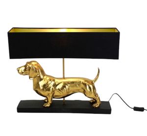 Tisch Lampe Dackel 74cm schwarz gold Steh Leuchte Deko Tier große Design Hund
