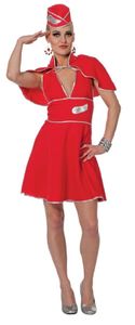 W4308A-42-A rot Damen Flugbegleiterinen Kleid Hostessen Kostüm Gr.42