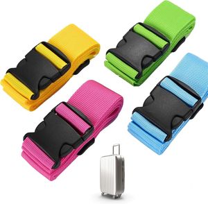 4 Stück Kofferband & Koffergurt Set- Inkl. Adressanhänger/Namensschild für Koffer und Gepäck - Gurtband für Reisen und Flüge - Luggage Strape