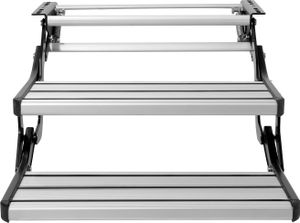 SucceBuy 2-stufige, manuell einziehbare Wohnmobil-Stufen, 200 kg Tragkraft, Aluminiumlegierung, faltbar, rutschfest, verdickte Stahlplatte, sicherer Einstieg für Wohnmobil, Anhänger, Camper