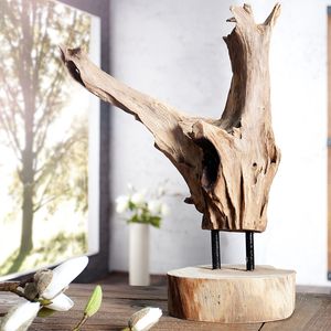 riess-ambiente Massives Teakholz Ornament FLAME 30-40cm Treibholz Dekoration Skulptur Dekofigur Holzskulptur