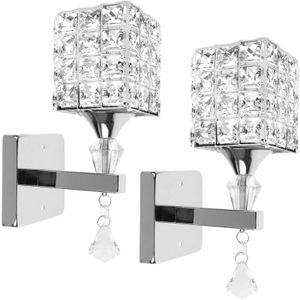 2x Moderne Wandleuchte Kristall Pendelleuchte Halter mit Zugschalter Kristall Wandlampen E14 Gold Fassung