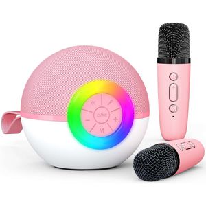 Karaoke Maschine mit 2 kabellosen Mikrofonen, tragbarer Bluetooth-Lautsprecher, Weihnachts- und Geburtstagsgeschenke für Jungen und Mädchen, Rosa Karaoke Maschine mit 2 kabellosen Mikrofonen, tragbarer Bluetooth-Lautsprecher, Weihnachts- und Geburtstagsgeschenke für Jungen und Mädchen, Rosa