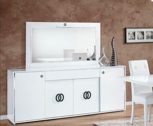 Sada komody se zrcadlem Komoda s designovými zásuvkami Dřevěná skříňka ve vysokém lesku skříňka XXL