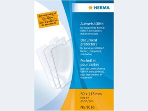 HERMA 5016 Ausweishülle Schutzhülle Ausweishalter (80 x 115 mm, transparent) geeignet für Dokumente im Format DIN A7, 25 Kartenhüllen