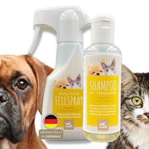 Entfiltzungsspray + Hunde & Katzen Shampoo I Fellpflege I Teebaumöl Hundeshampoo gegen Juckreiz & Ge
