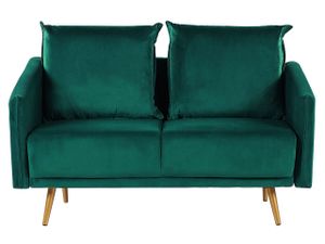 BELIANI Sofa Grün Samtstoff 2-Sitzer 130 x 78 x 68 abnehmbare Kissenbezüge Minimalistisch Retro Wohnzimmer / Flur / Arbeitzimmer Modernes Desing