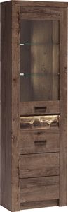 Eckvitrine modern in Esche dunkel mit LED Beleuchtung INGENIO-161
