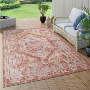 In- & Outdoor-Teppich, Für Balkon Und Terrasse, Mit Rauten-Design, In Rot Grösse 160x220 cm
