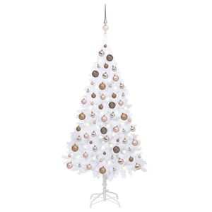 vidaXL Umelý vianočný stromček s osvetlením a ozdobami biely 150 cm