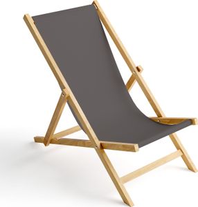 Holz Liegestuhl Klappbar Klappliegestuhl Sonnenliege Strandstuhl Wechselbezug Motiv Grau [119]