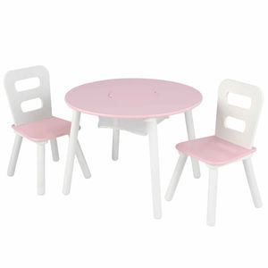 KidKraft Detský stôl s 2 stoličkami Ružový masív 26165