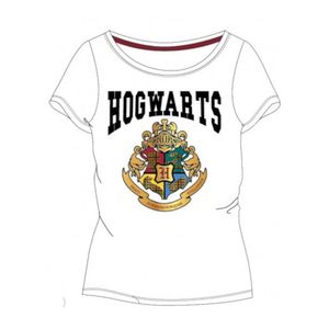 Harry Potter T-Shirt kurzärmelig  mit farbigem Hogwarts Wappen weiß,164