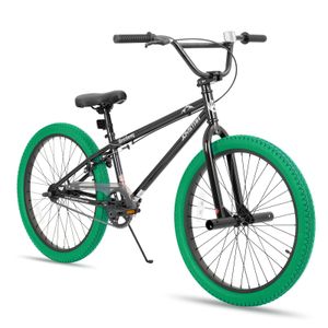 JOYSTAR Kinderfahrrad 24 Zoll BMX Fahrrad für Jungen Mädchen im Alter von 7-12 Jahren,Freestyle, Doppelbremsen, 2 pegs, Kettenschutz, Singlespeed,Grün