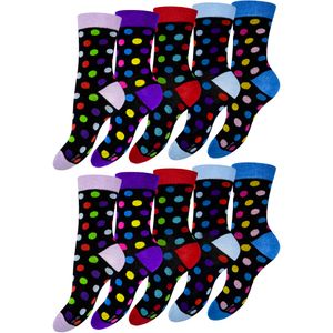 OCERA 10 Paar Damen Socken mit buntem Pünktchen-Muster - Gr. 35-38