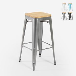 stuhl hoch bar küche metall industriell oben h78cm holz steel up wood