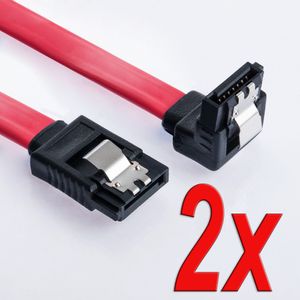 2er Set 0,5m SATA 3 Kabel Rot | S-ATA 6 Gbit/s SSD HDD 90° Winkel Datenkabel