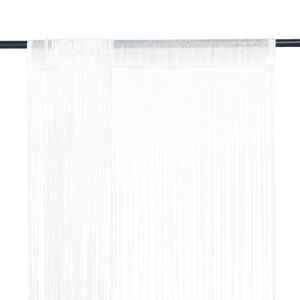Eleganter- 2er Set Fadenvorhang Vorhänge Gardienen|Ösen Vorhänge Blickdicht für Wohnzimmer Schlafzimmer.100 x 250 cm Weiß🌹8357