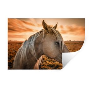 MuchoWow® Wandtattoo Wandsticker Wandaufkleber Pferd - Tiere - Porträt 90x60 cm Selbstklebend und Repositionierbar - Aufkleber