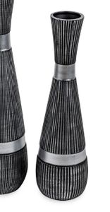 Bodenvase RELIEF ANTIK konisch rund H. 60cm schwarz silber Keramik Formano