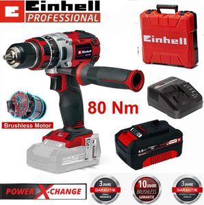Einhell Professional Schlagbohrschrauber TP-CD 18/80 Li-i BL 80 Nm + Akku 4.0 Ah Ladegerät, Koffer
