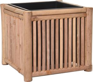 VIVANNO Pflanzkübel Bambus BLOCK Säule, Natur matt - 36x36x32 cm