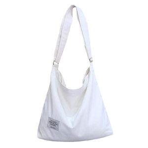 Bílá 36cm plátěná taška, plátěná taška přes rameno Dámy Shopper Dámy rameno kabelka Dámy plátno Shopper Hobo Bag pro školní cestování