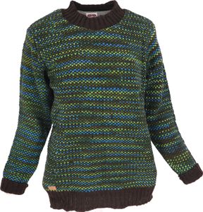 Dicker Uni Wollpullover, Wollpulli aus Schurwolle - Grün/blau, Damen, Größe: M
