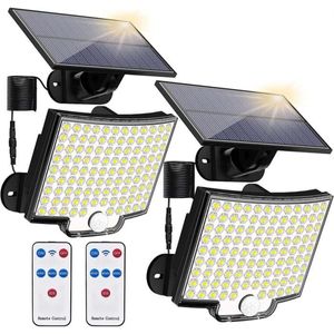 2 Stück Solarlampen für Außen, 106 LED Solarleuchte Aussen mit Bewegungsmelder, IP65 Wasserdichte, 120°Beleuchtungswinkel, Solar Wandleuchte für Garte