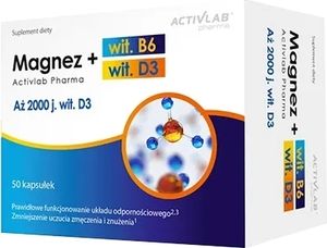 Magnez + Witamina B6 + Witamina D3, 50 kapsułek