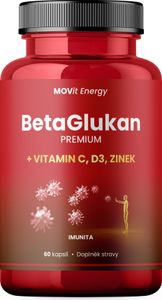 BetaGlucan 350 mg + Witamina C, D3, Zinek Premium 60 kapsułek
