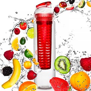 #DoYourFitness Trinkflasche mit Früchtebhälter Fruchteinsatz - 800 ml - Rot