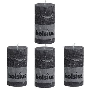 4 Bolsius Rustic Anthrazit Grau Stumpenkerze Block Kerze 130x68 Advent Weihnachten