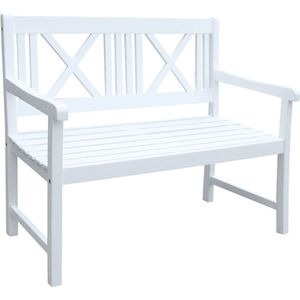 Garden Pleasure 965019 Gartenbank 'Malmö' 2-Sitzer  B 120 x T 58 x H 89 cm, Bank aus weiß lackiertem Akazien-Holz
