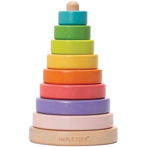 Merle Toys® - Stapelturm aus Holz: Montessori Spielzeug ab 1 Jahr, Holzspielzeug, Kinderspielzeug, Motorikspielzeug, erstes Babyspielzeug