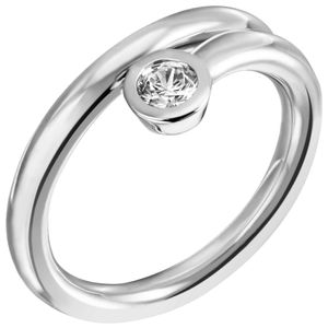 Solitär Ring Damenring mit Zirkonia weiß 925 Silber spiralförmig schlicht
